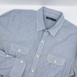 Vince. Shirt Men's Large Blue Striped Cotton Button Up Long Sleeve Lightweight